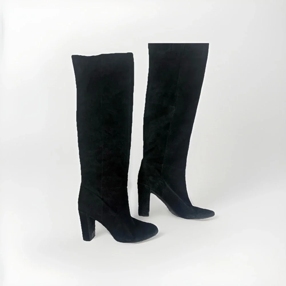 Nine West - Over The Knee Snowfallo Upper Leather Suede Black Boots Women's US 8